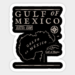 Gulf of Mexico 1550 Historic Map Sticker